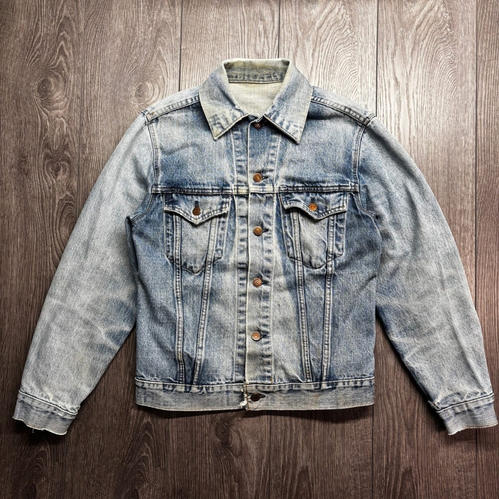 Vintage Levis Denim Trucker Jacket Light Wash Honeycomb Faded Distressed S M